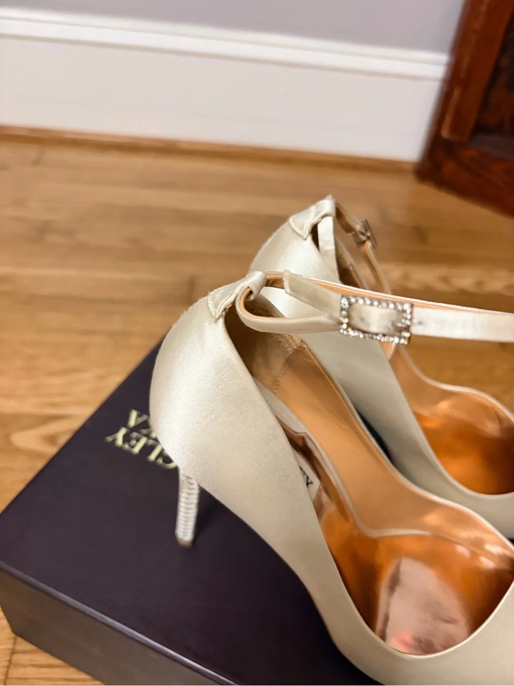Badgley Mischka Ivory Pointed-Toe Ankle-Strap Pumps